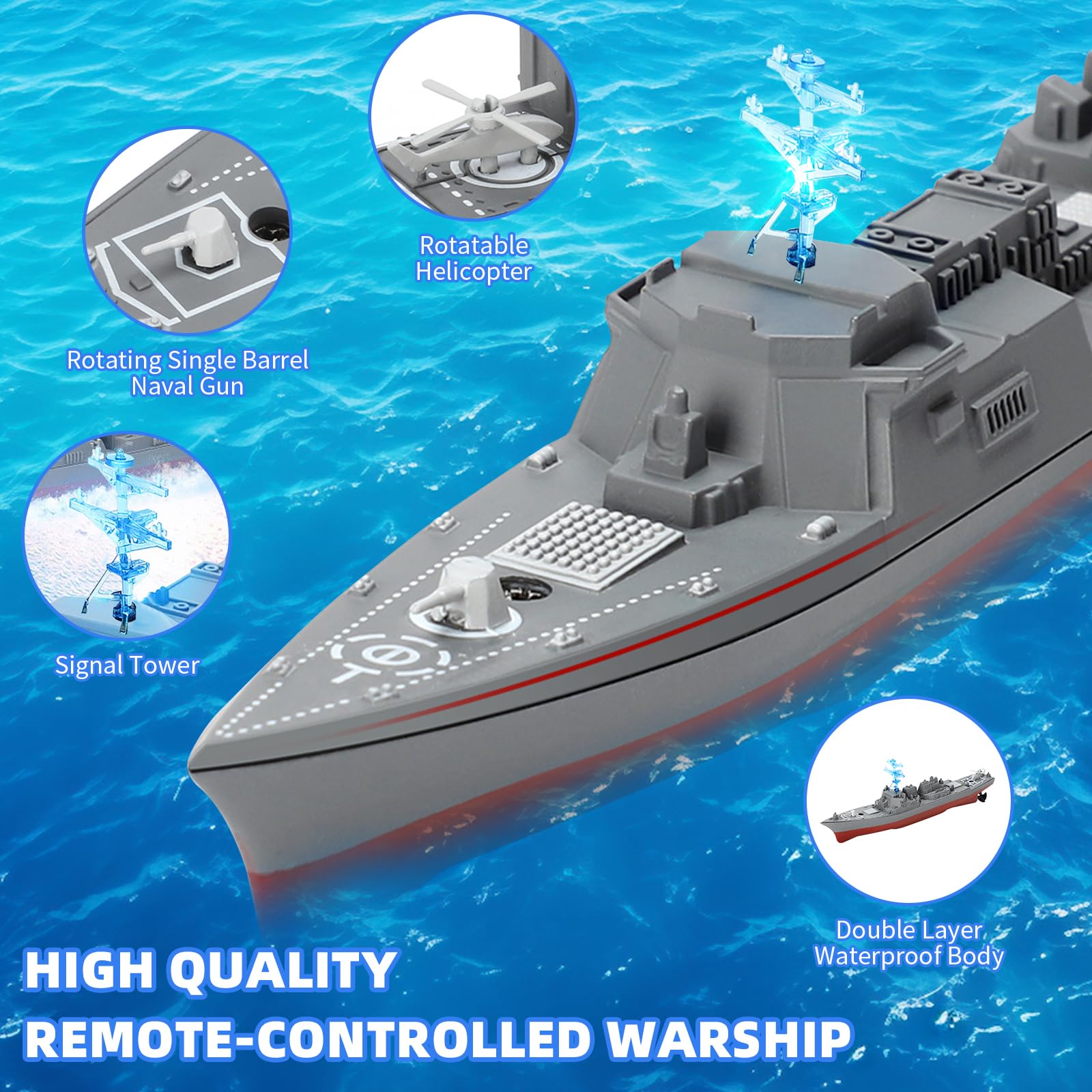 Amazon.co.jp: HUAJUN ラジコンボート 軍艦モデル 高速RC船 水上